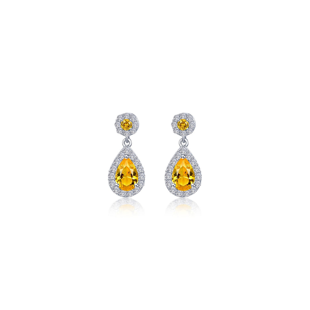 Oval Halo Drop Earrings