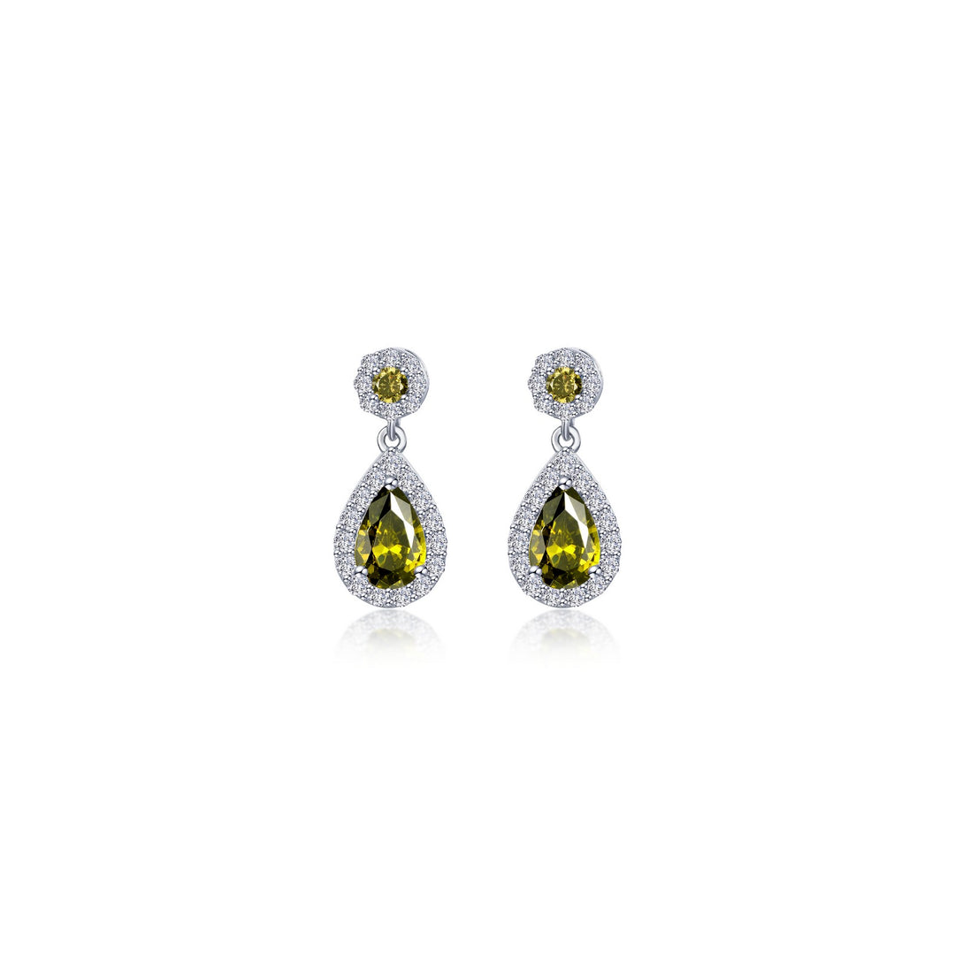 Oval Halo Drop Earrings