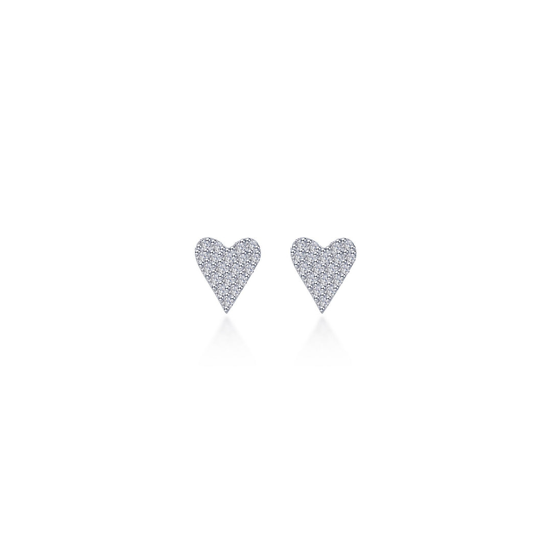 pave heart stud earrings