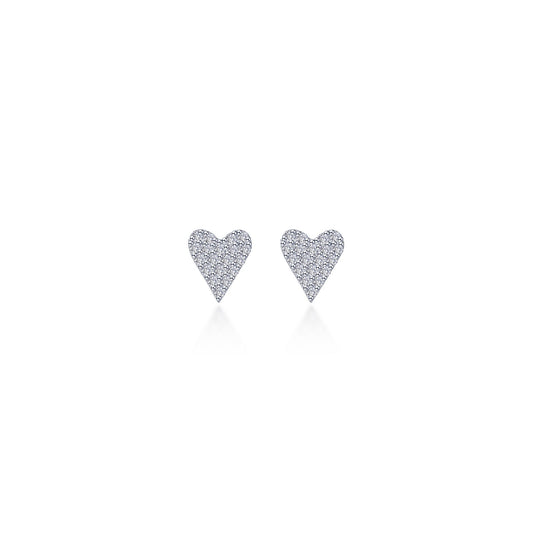 pave heart stud earrings