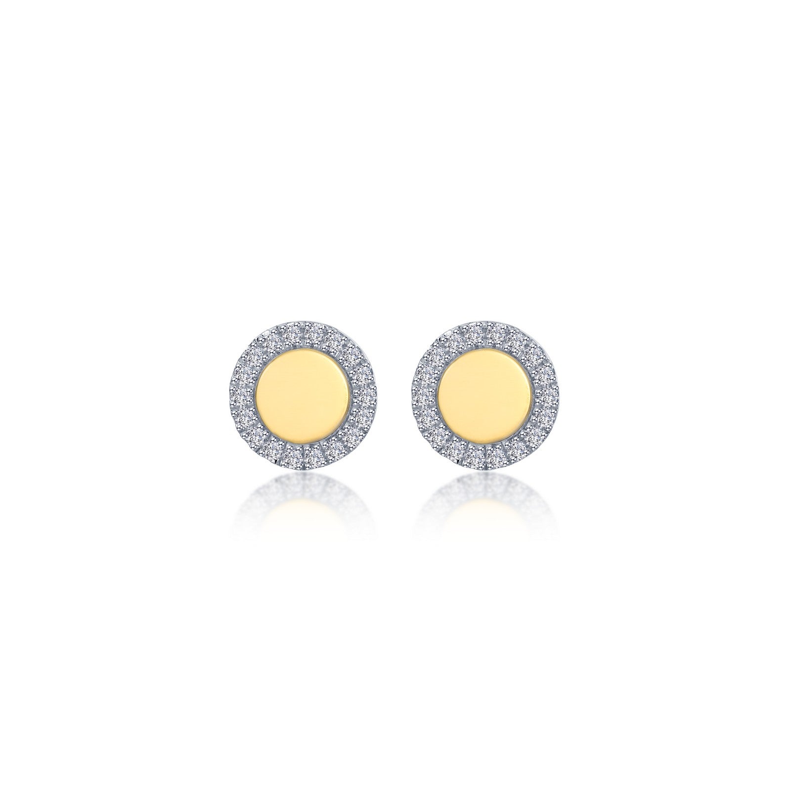 two tone button stud earrings