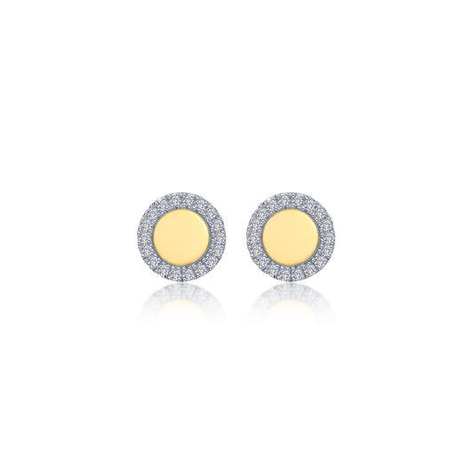 two tone button stud earrings