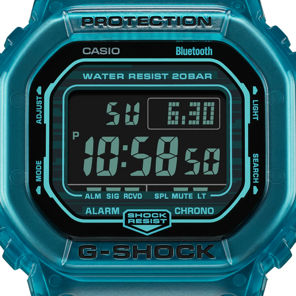 G Shock DWB5600G 2 Digital Toughness Bluetooth Translucent Blue Buy G Shock watches at Safe Jewelers