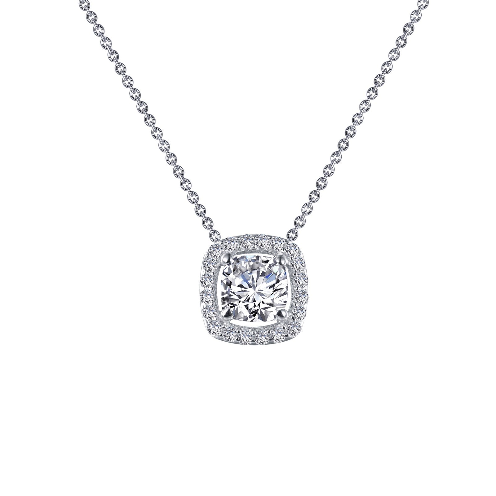 cushion cut halo necklace 1