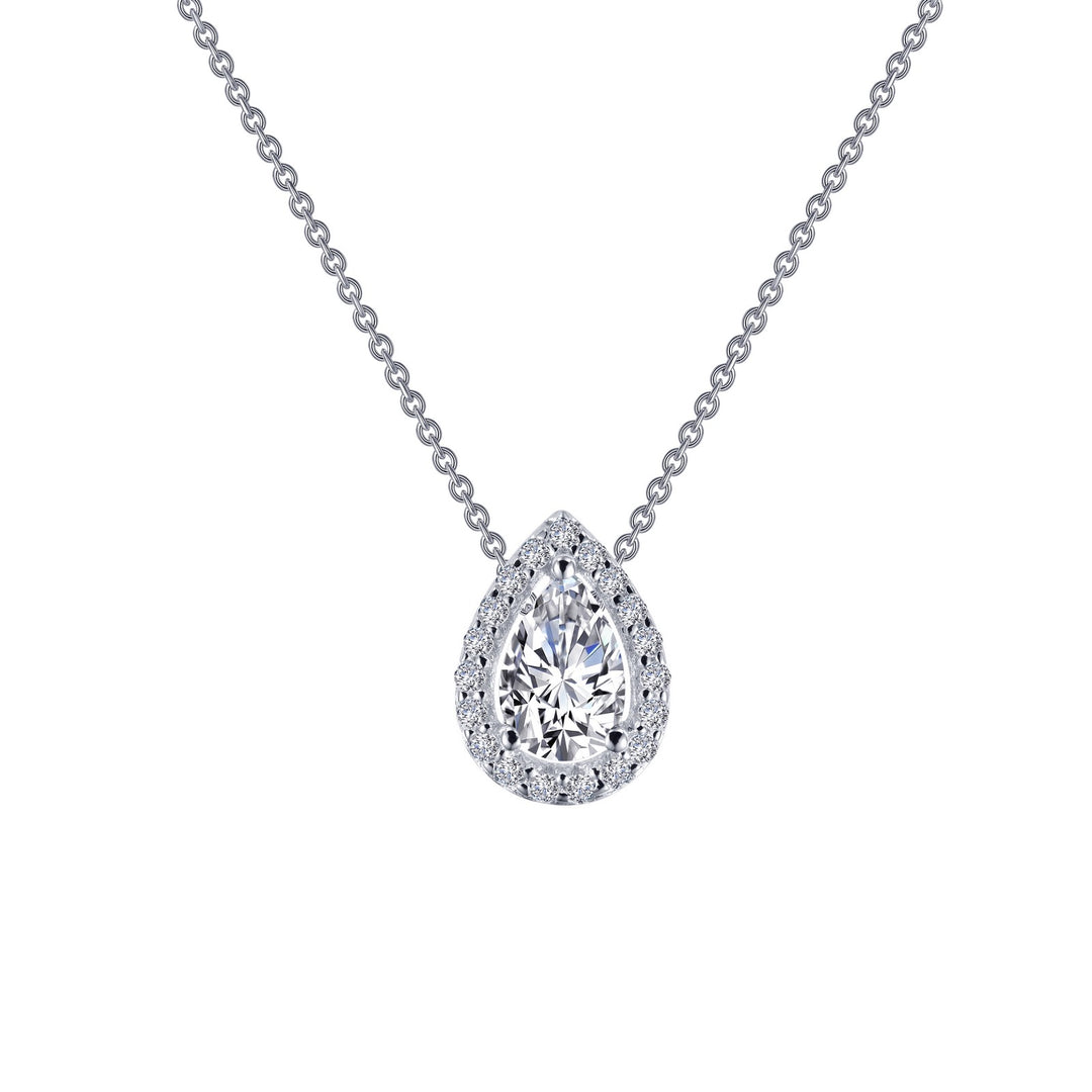 Pear-Shaped Halo Necklace