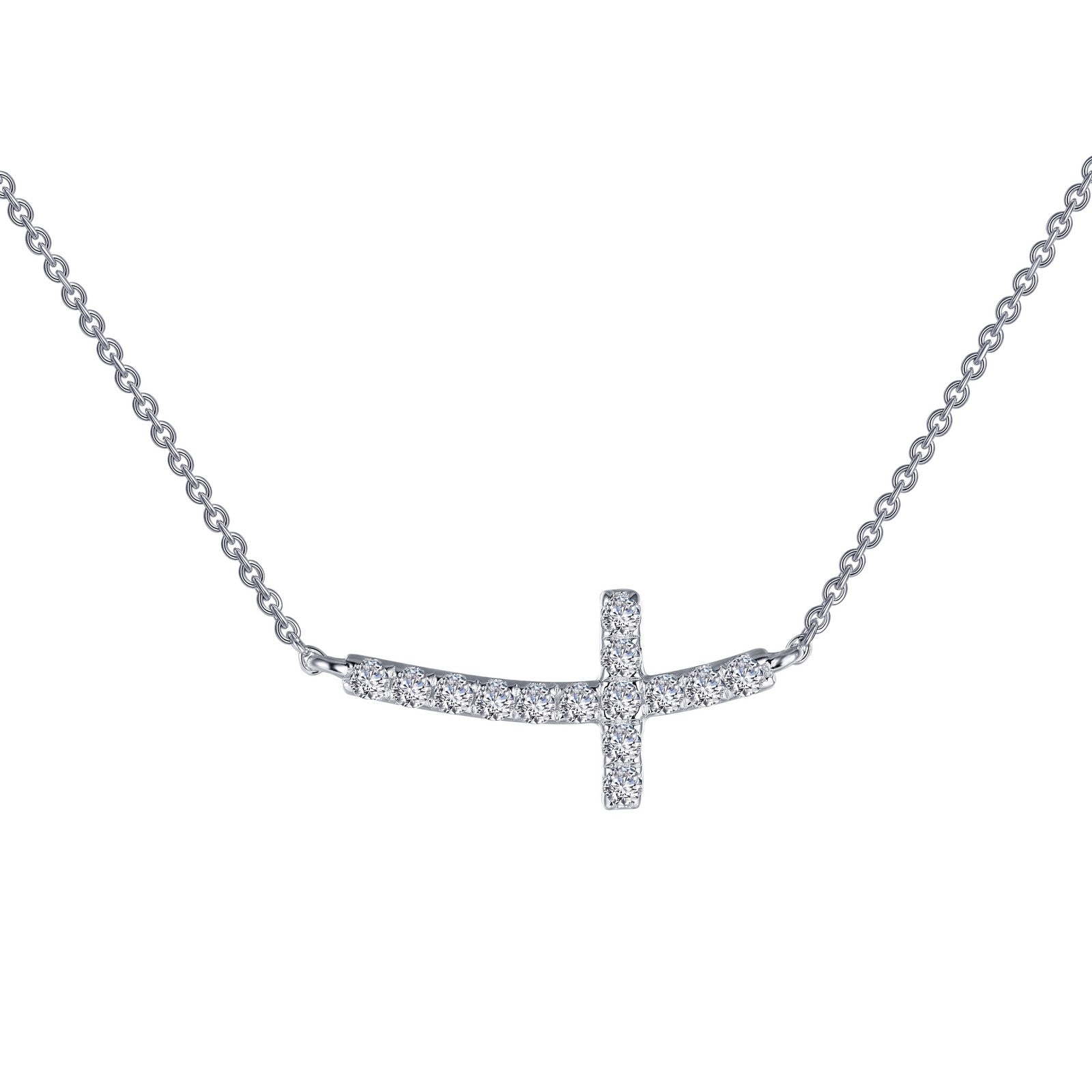 sideways curved cross necklace