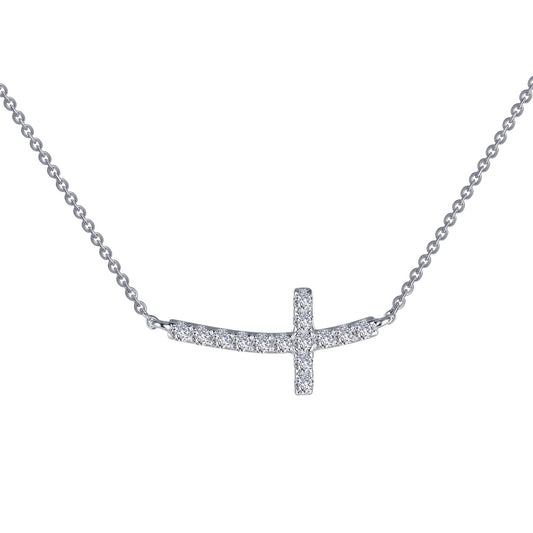 sideways curved cross necklace