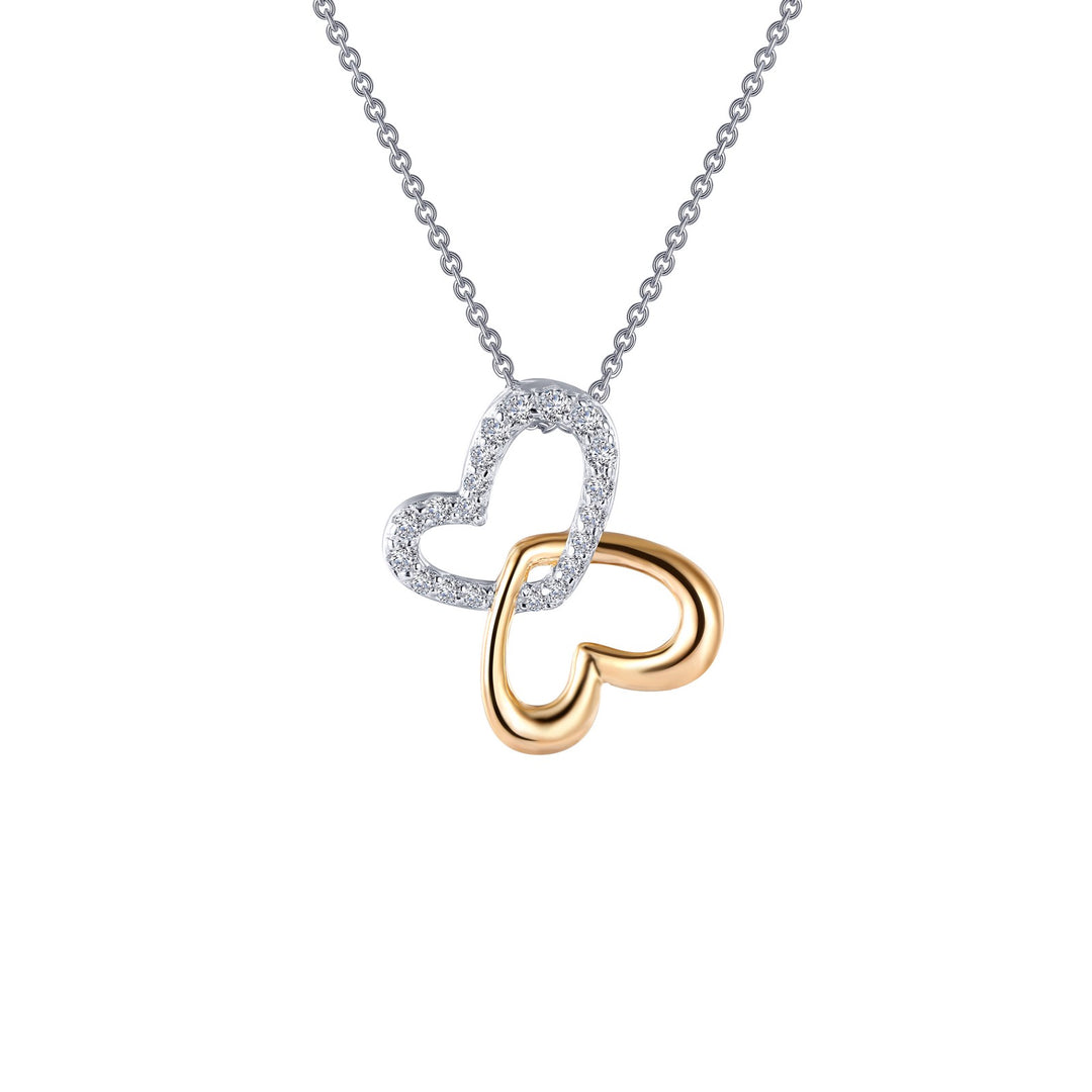 double heart shadow necklace