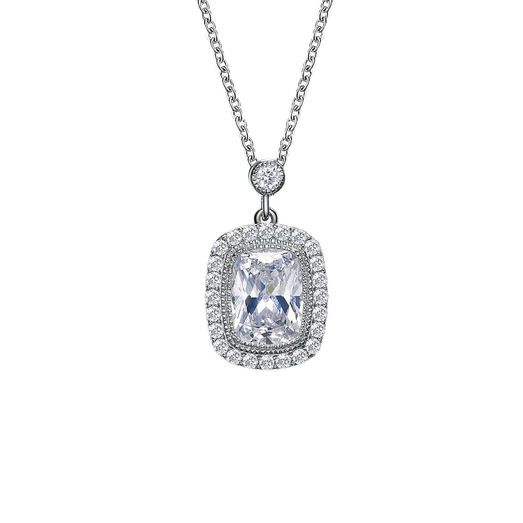 Cushion-Cut Halo Necklace