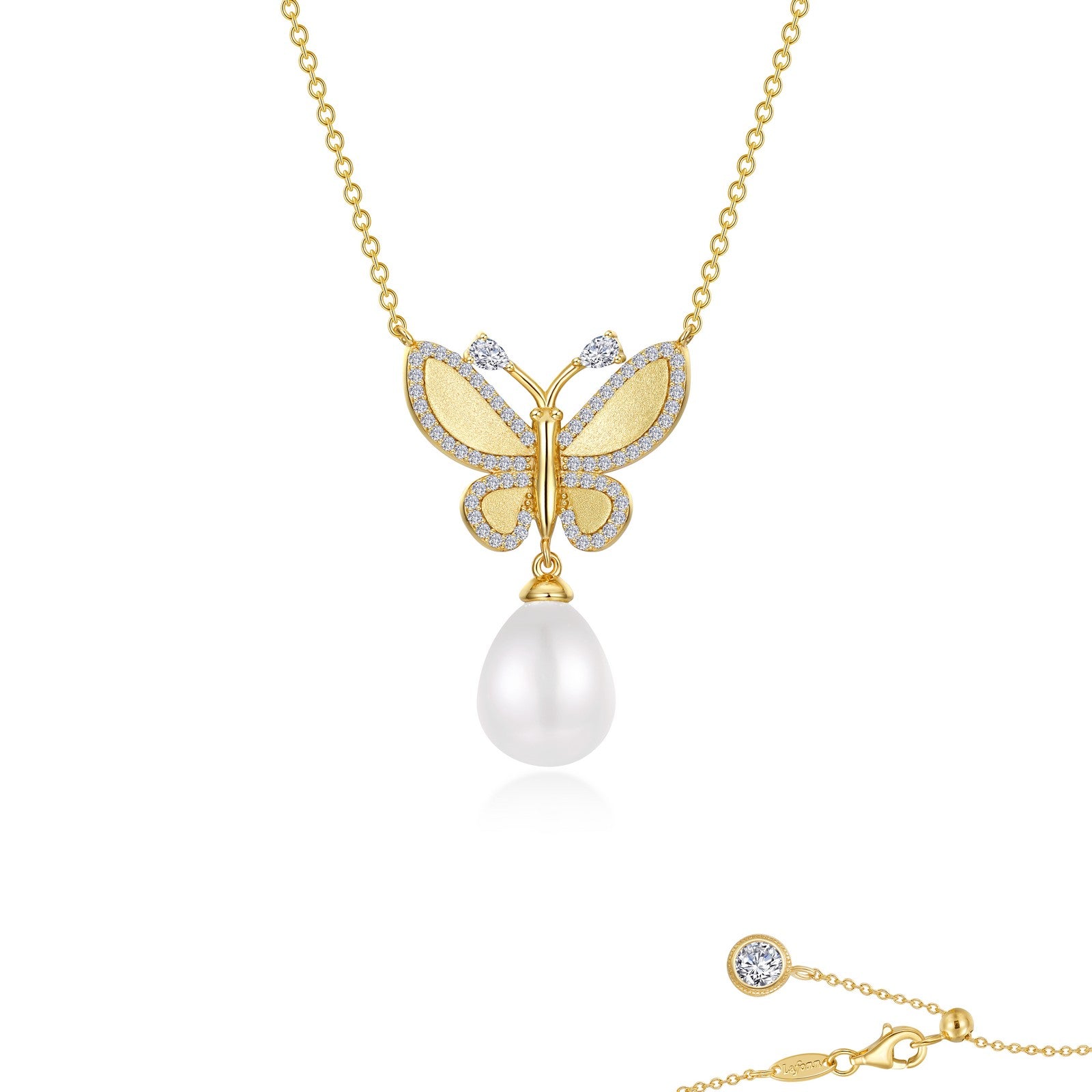 statement butterfly with cultured freshwater pearl necklace
