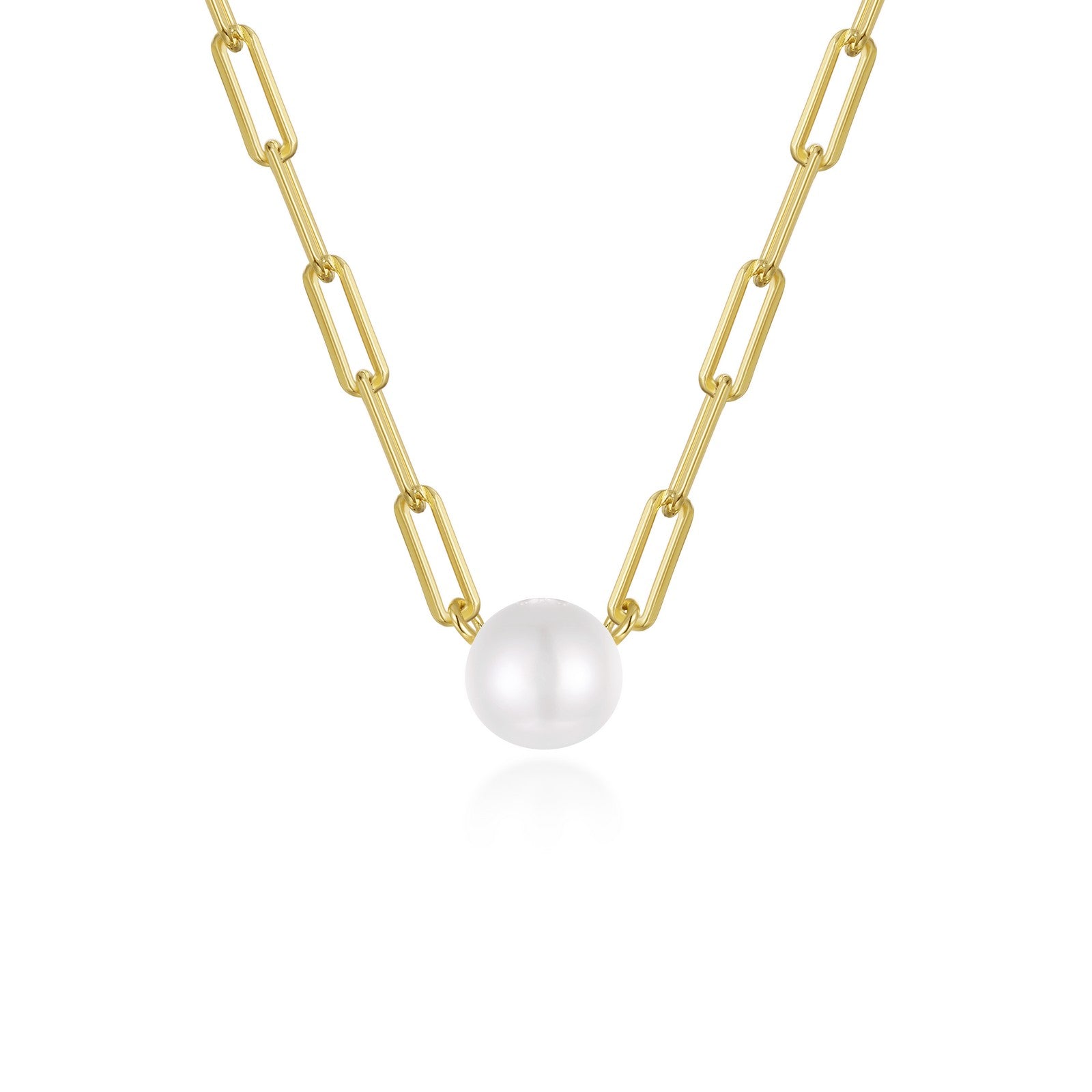 paperclip necklace with cultured freshwater pearl