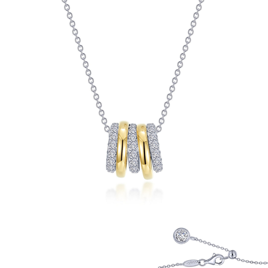 two tone tube charm on chain necklace 1