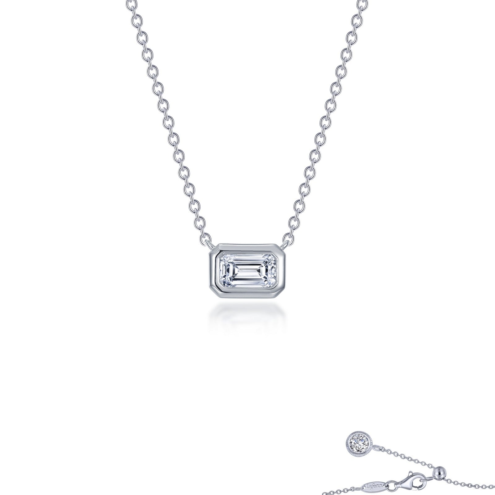 east west bezel set emerald cut solitaire choker necklace
