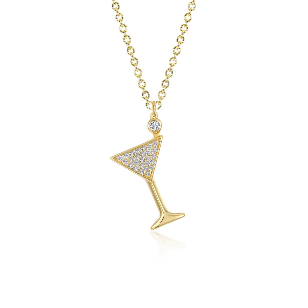 pave martini glass necklace