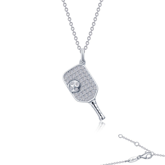 pickleball paddle and ball necklace