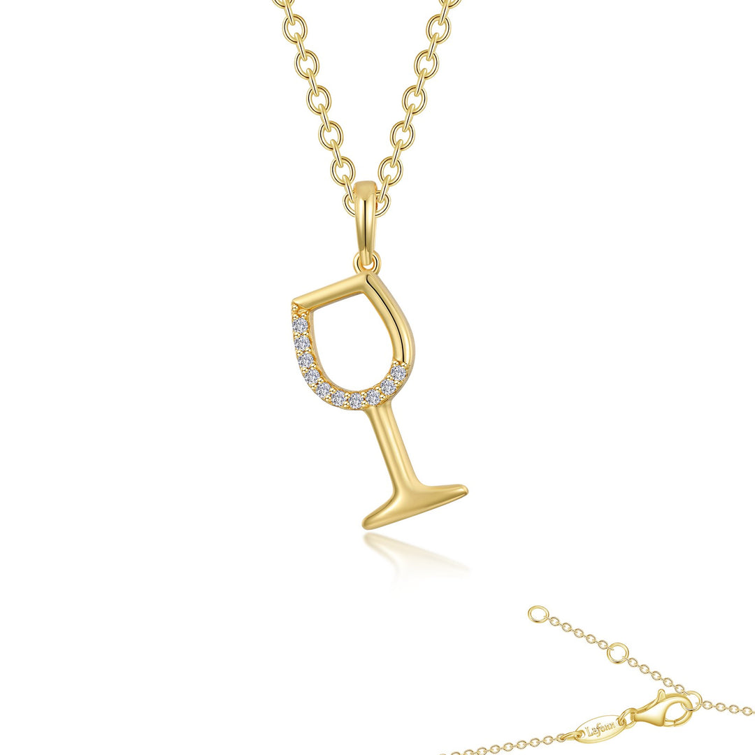 pave wine glass necklace