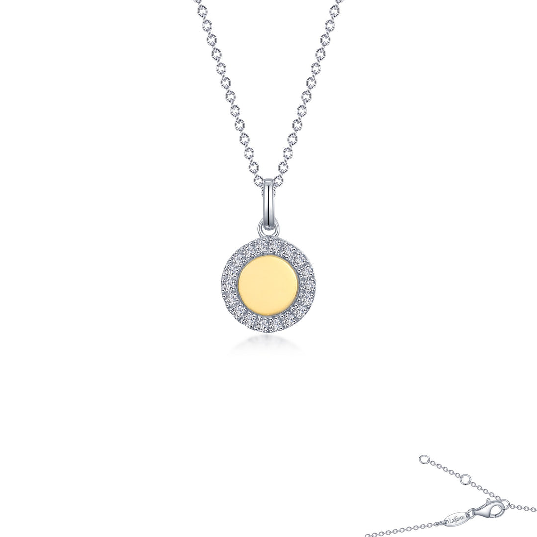 two tone disc pedant necklace