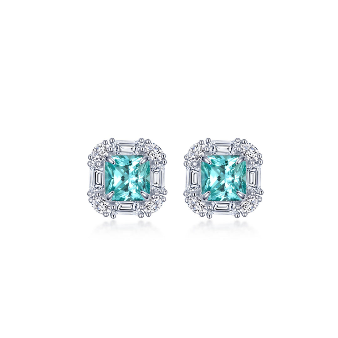 fancy lab grown sapphire halo stud earrings