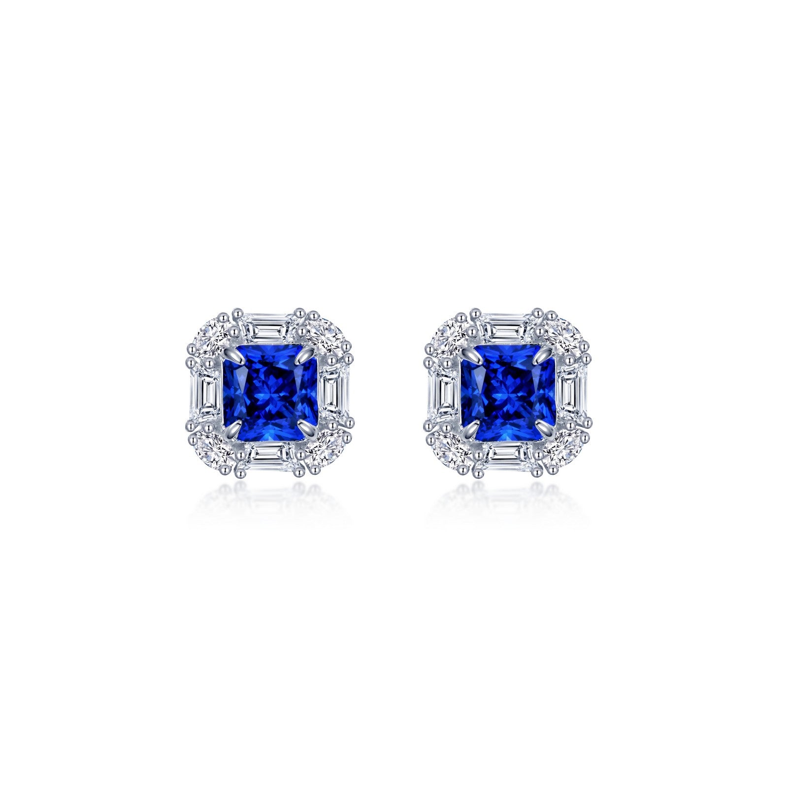 fancy lab grown sapphire halo stud earrings 1