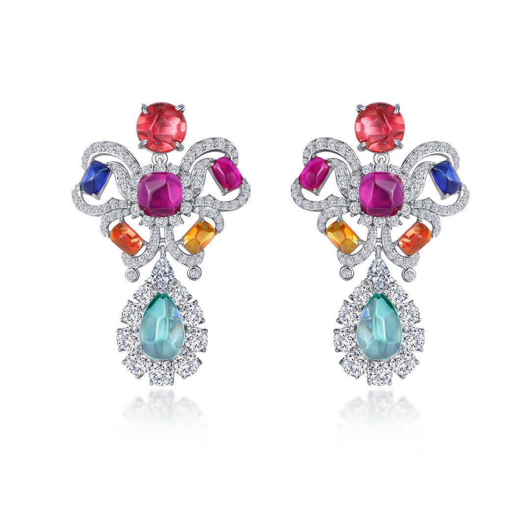 fancy lab grown sapphire chandelier earrings