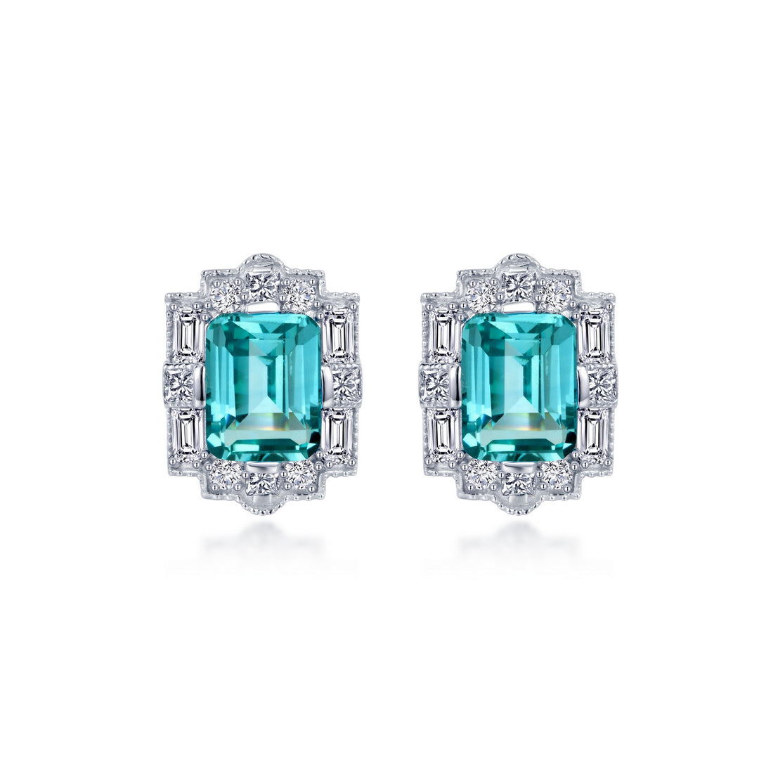 fancy lab grown sapphire halo stud earrings 2
