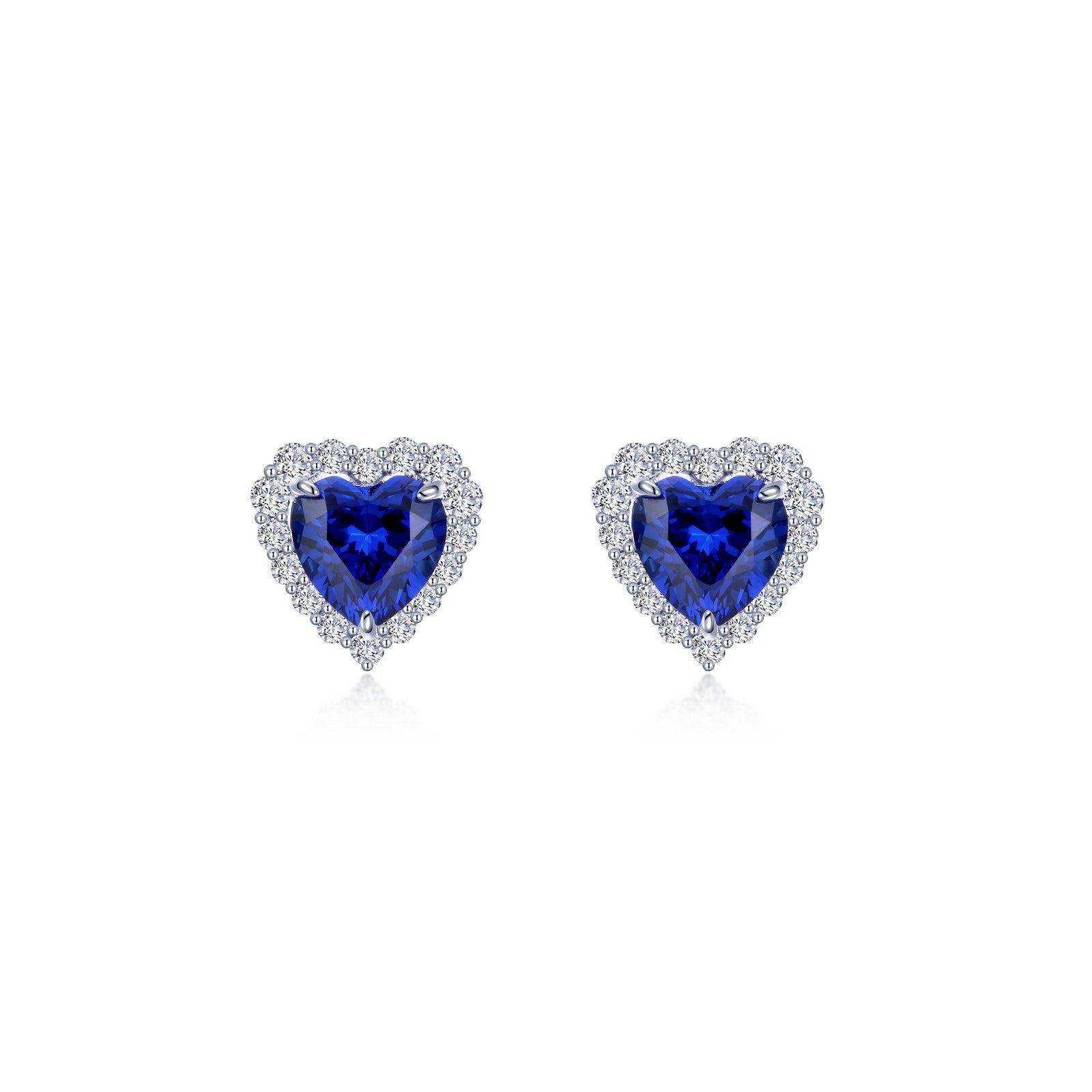 fancy lab grown sapphire halo heart earrings