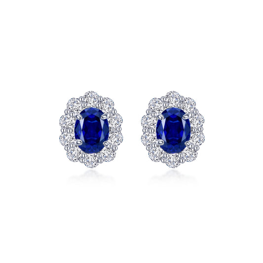 fancy lab grown sapphire halo stud earrings 3