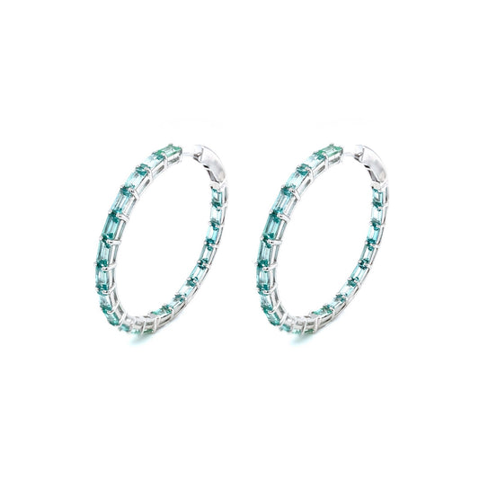 45 mm fancy lab grown sapphire hoop earrings