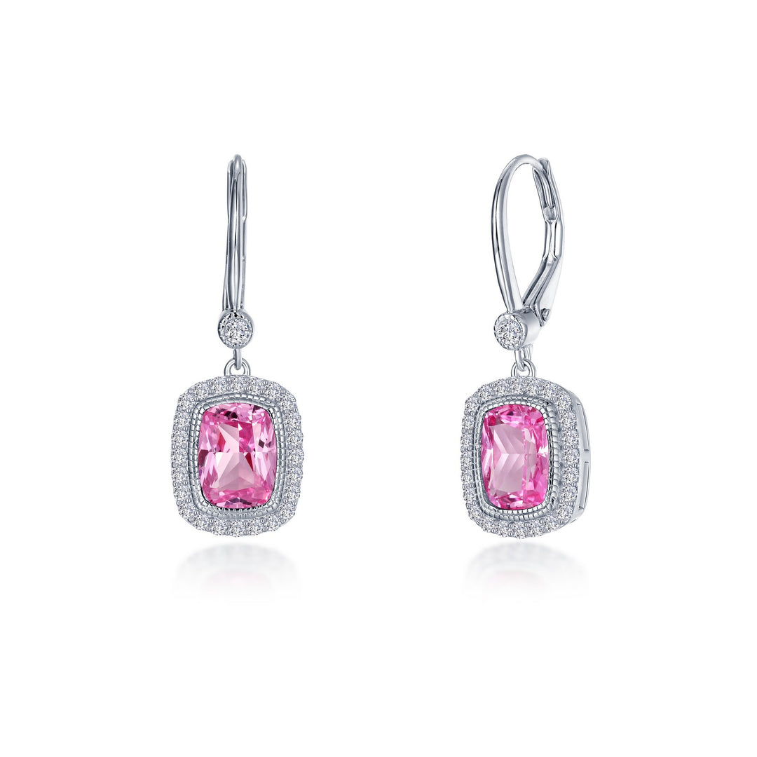 fancy lab grown sapphire halo leverback earrings
