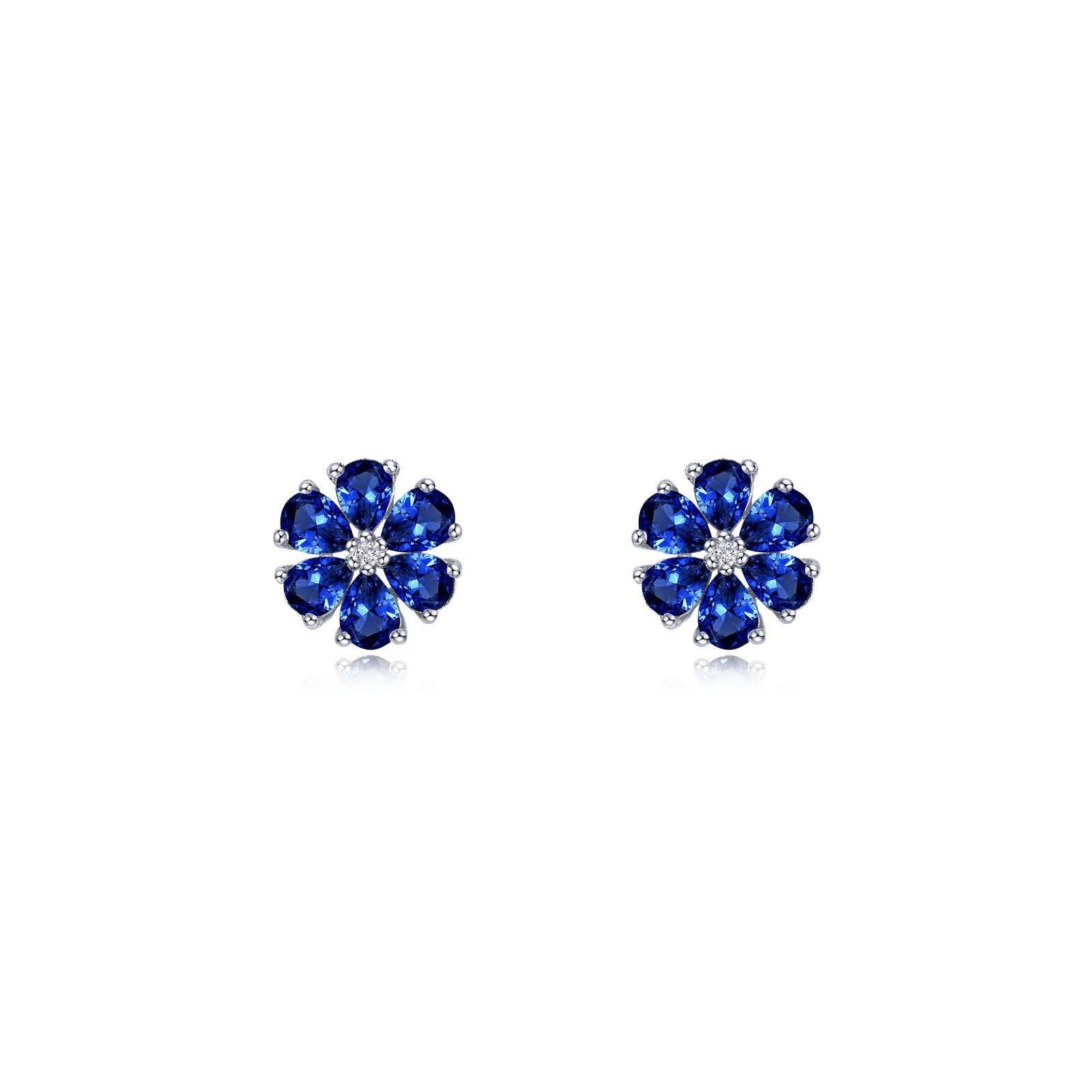 fancy lab grown sapphire flower stud earrings
