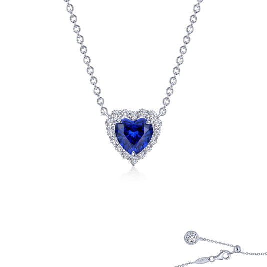 fancy lab grown sapphire halo heart necklace