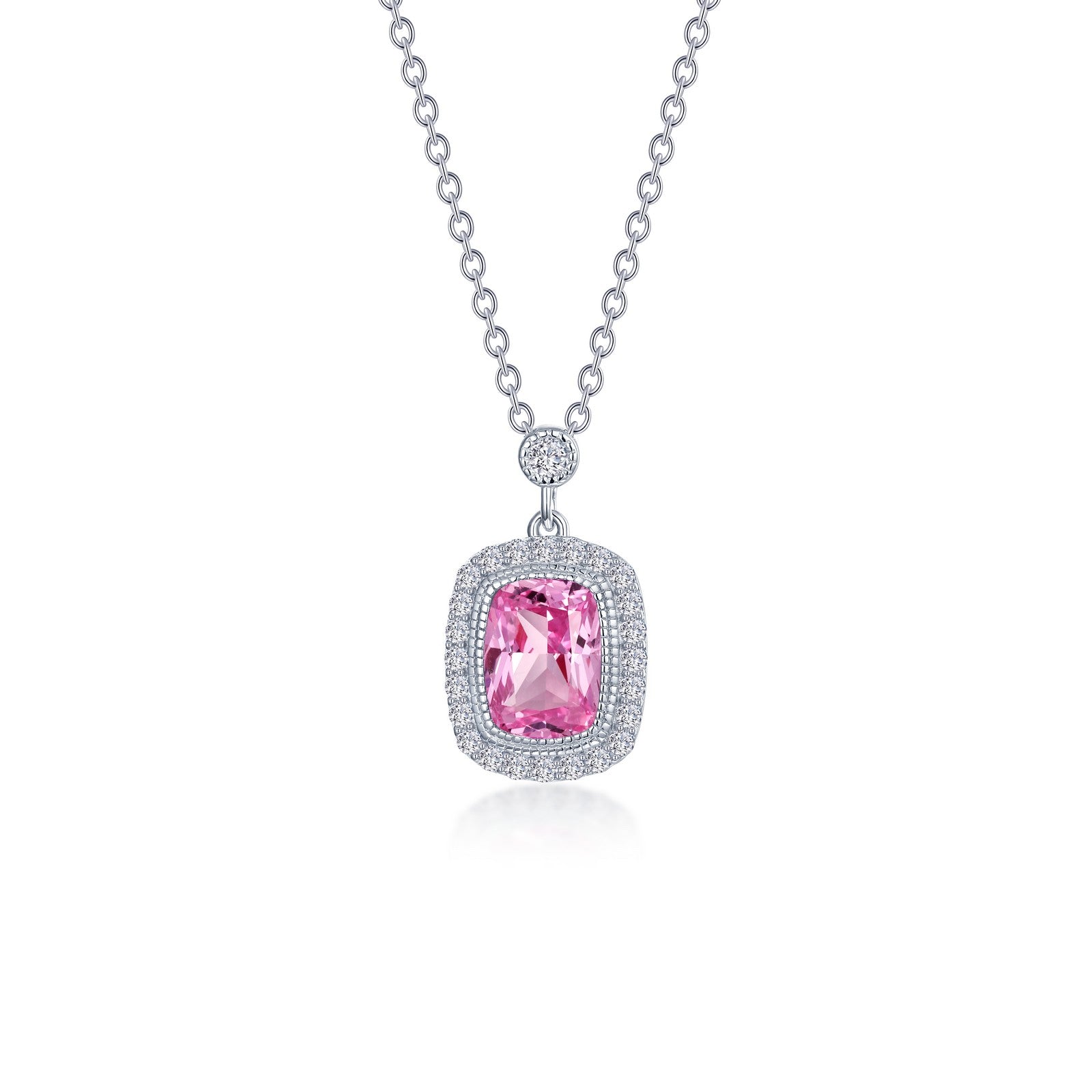 fancy lab grown sapphire halo necklace 7