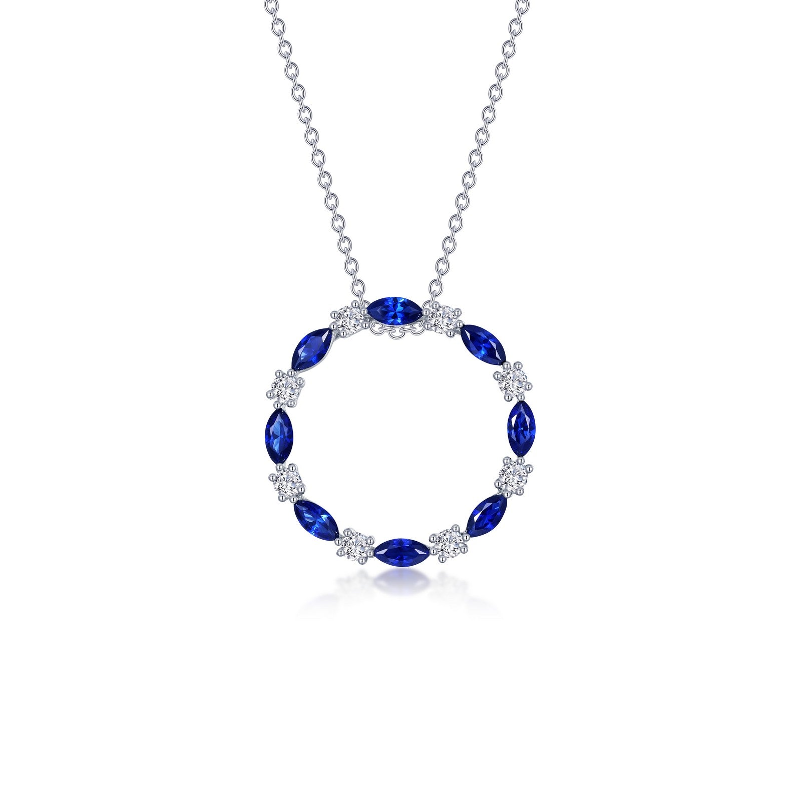 fancy lab grown sapphire open circle necklace