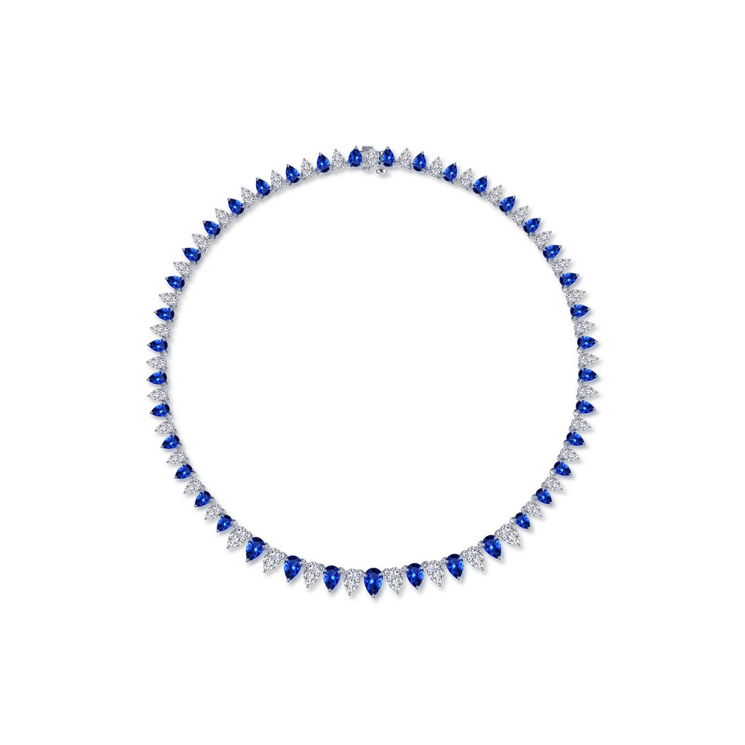 38 CTW Fancy Lab-Grown Sapphire Tennis Choker Necklace