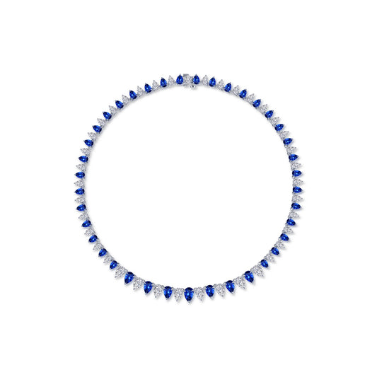 38 ctw fancy lab grown sapphire tennis choker necklace